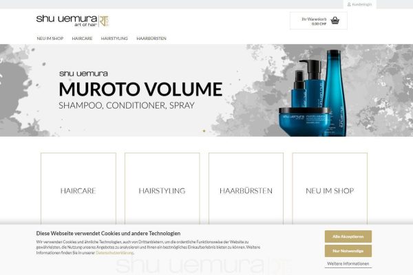 www webdesign website rt-shop shu uemura schweiz